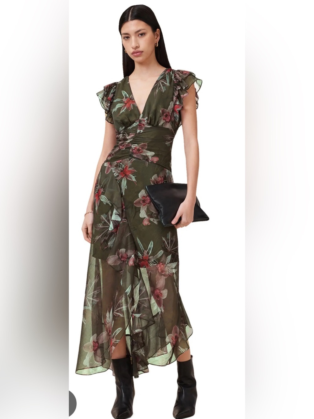 All Saints Brea Orchid Print Asymmetric Dress